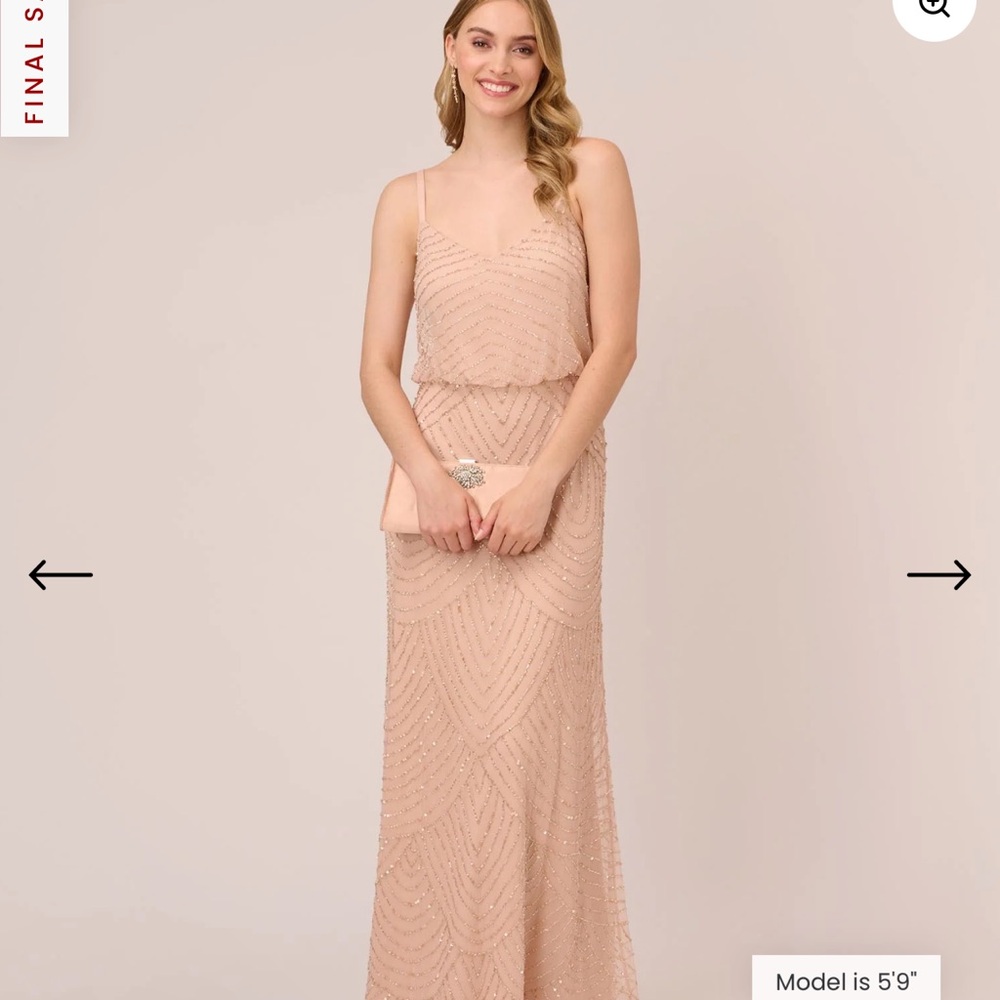 Adrianna Papell Pink Sequin Halter Maxi Gown